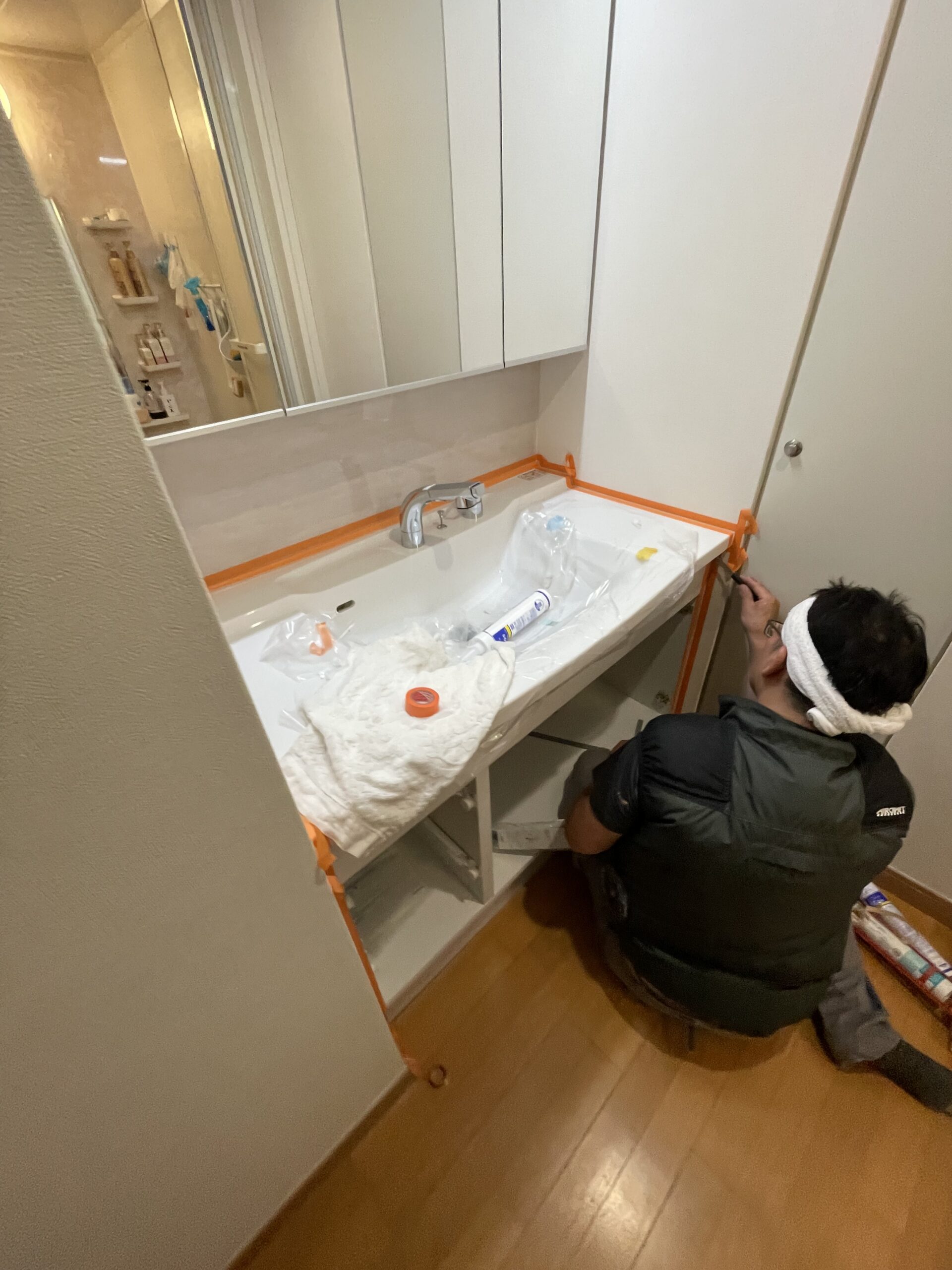 タカラスタンダード「REJUST　リジャスト」で収納力UP！ひろびろカウンターの洗面化粧台　川崎市中原区Ｔ様邸