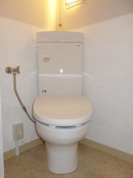 和式→洋式トイレに　便器を斜めに設置してスペースを有効利用