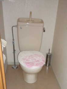 ピンクで明るく華やかなトイレに