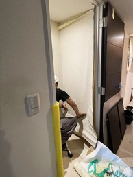 爽やかなグリーンの壁紙と実用性の高いキャビネットで充実トイレ空間へ　川崎市中原区S様邸　